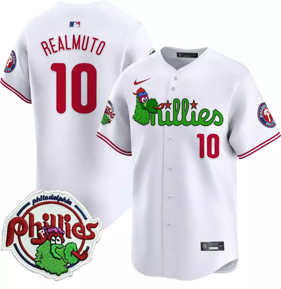 Realmuto Phillies Phanatic Patch Vapor Premier Jersey V3 | Stitched White Limited Edition Fan Gear | For Men, Women & Youth