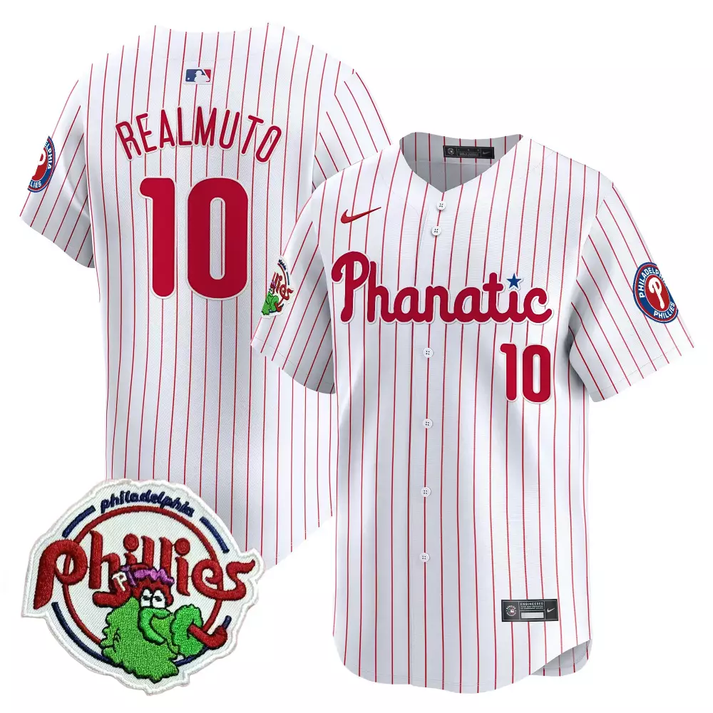 jtrealmuto white pinstripe womens philadelphia phillies phanatic patch vapor premier limited jersey v4 all stitched