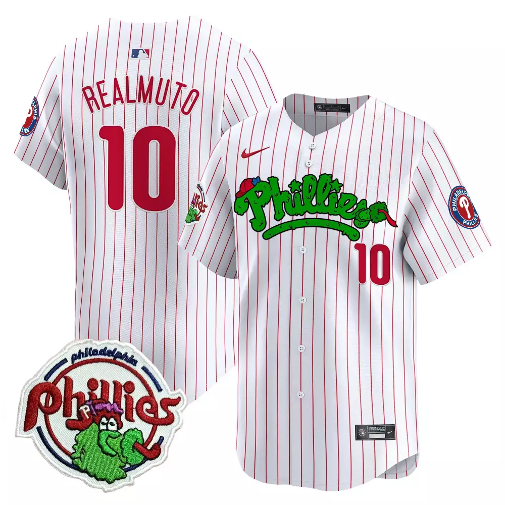 jtrealmuto white pinstripe womens philadelphia phillies phanatic patch vapor premier limited jersey v4 all stitched