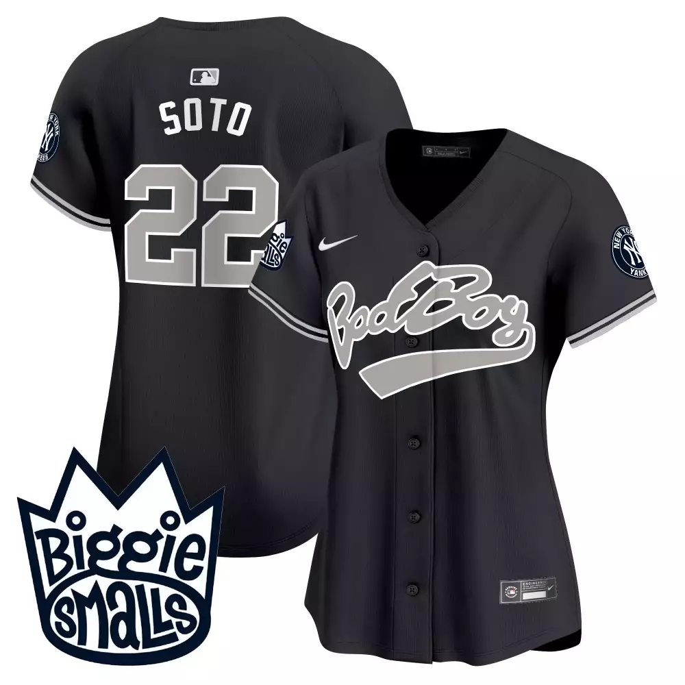 Juan Soto Black Yankees Biggie Smalls Vapor Premier Jersey | Stitched Limited Edition | Fan Gear for Men, Women & Youth