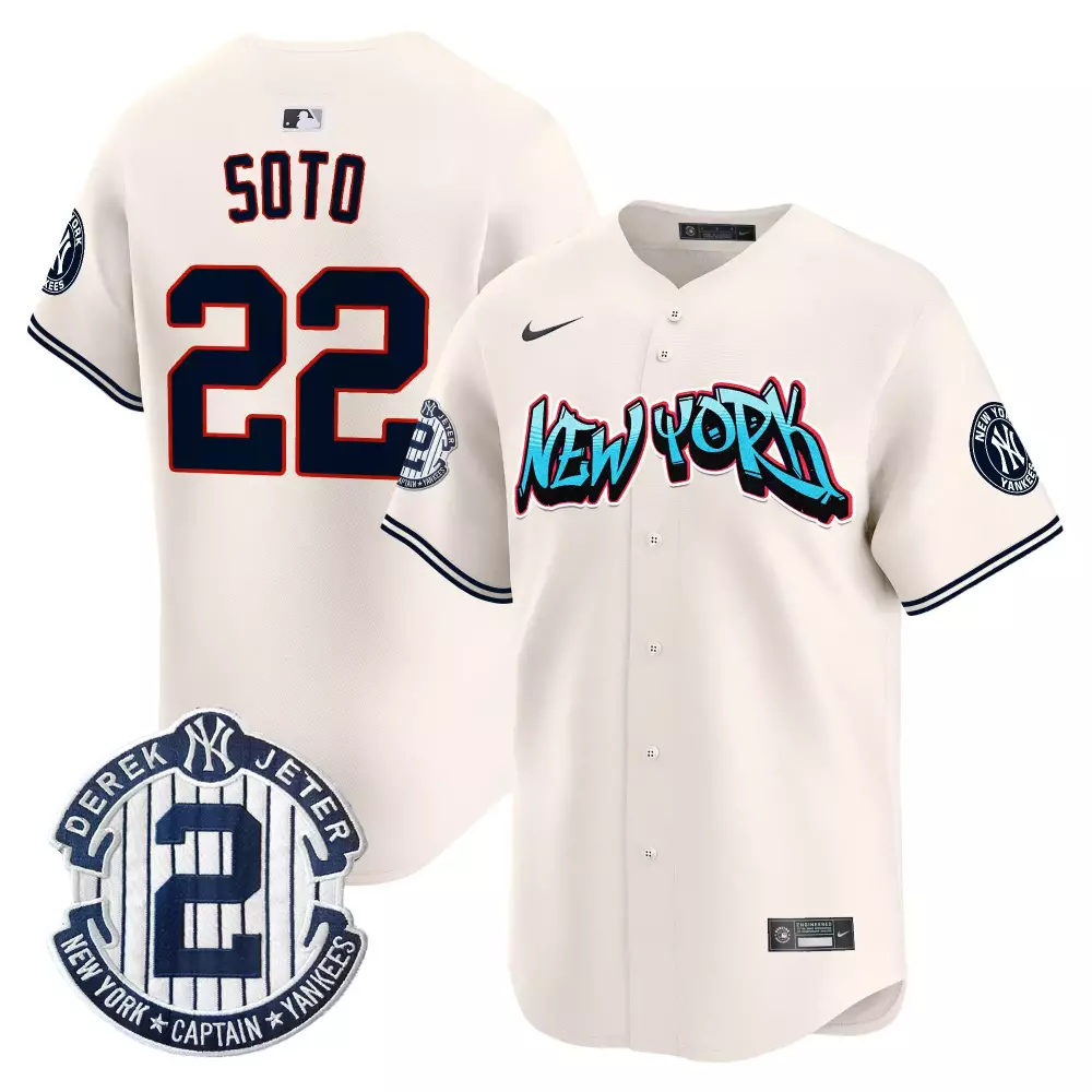 Juan Soto Cream Yankees Graffiti Vapor Premier Jersey | Stitched Limited Edition | Fan Gear for Men, Women & Youth