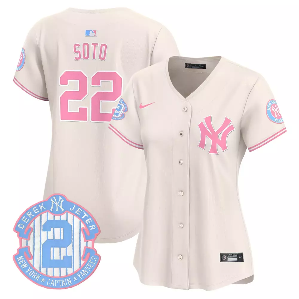 Juan Soto Yankees Bubblegum Pink Cream Jersey | Vapor Premier Limited Edition | Fun Fan Gear for Women