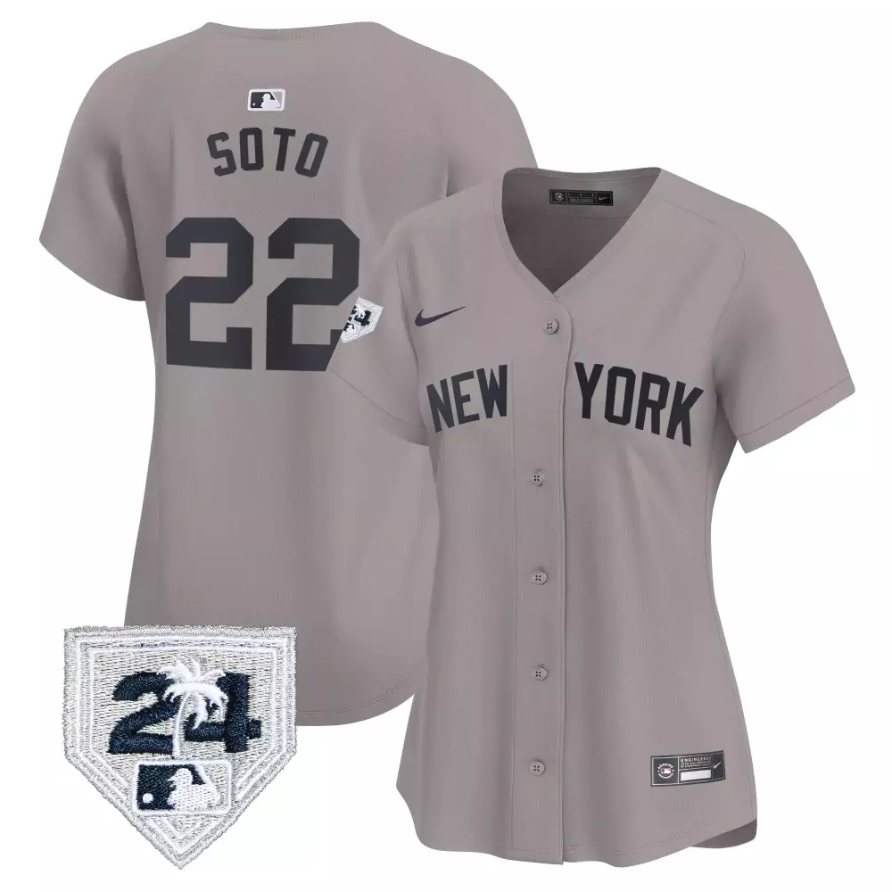 juan soto gray womens new york yankees 2024 jackie robinson patch vapor premier limited jersey all stitched