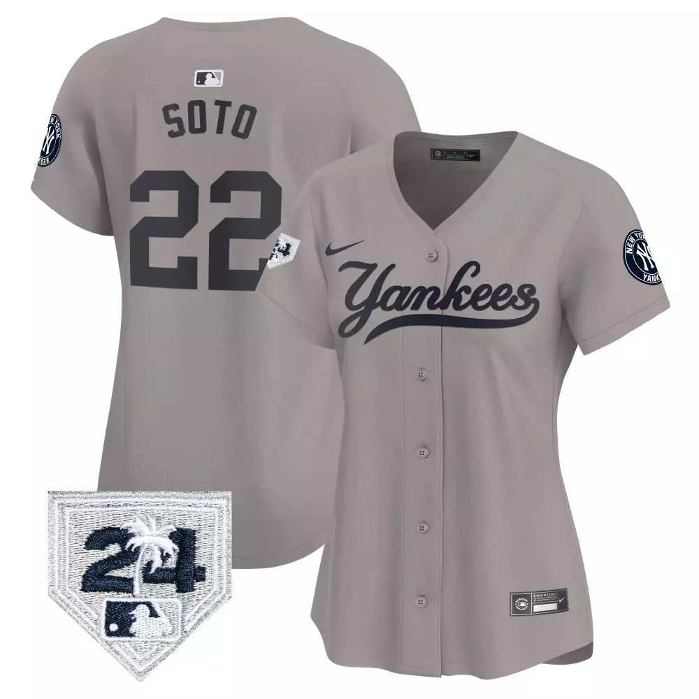 juan soto gray womens new york yankees 2024 jackie robinson patch vapor premier limited jersey all stitched