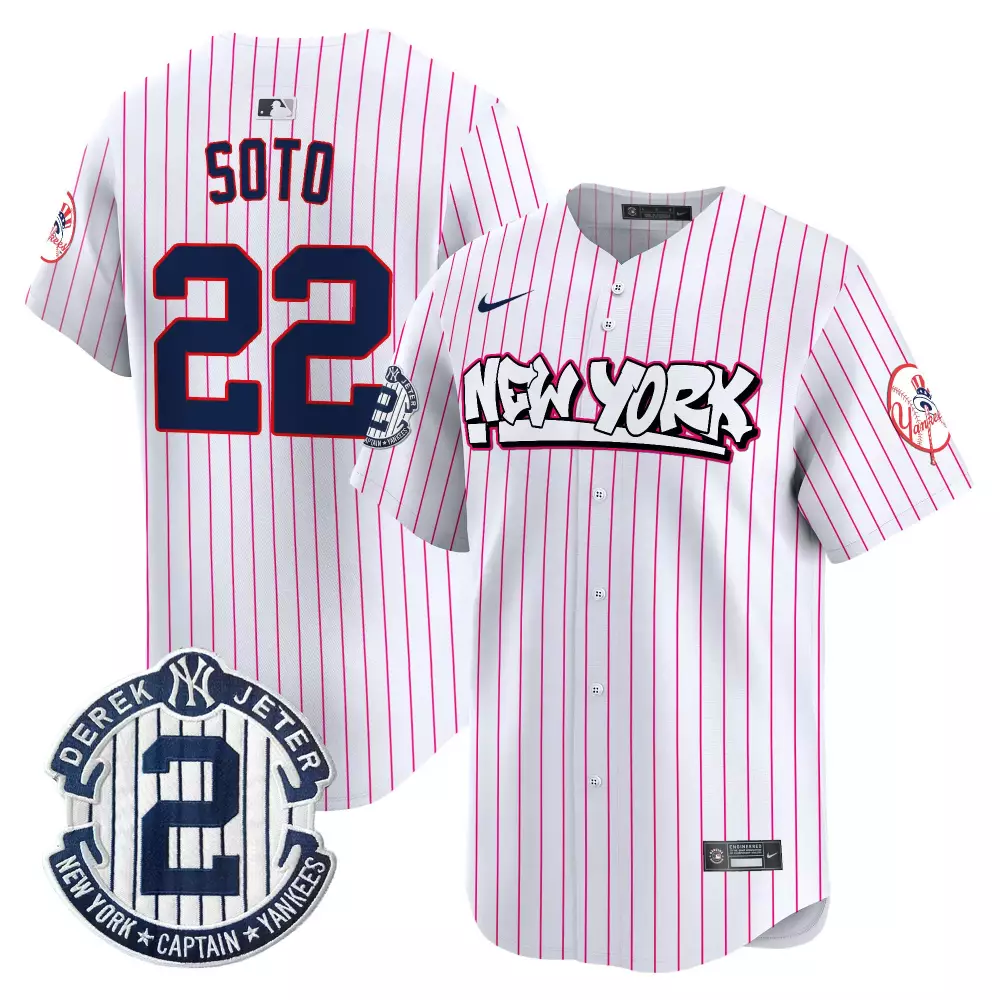 juan soto pink stripe mens new york yankees graffiti vapor premier limited jersey v2 all stitched