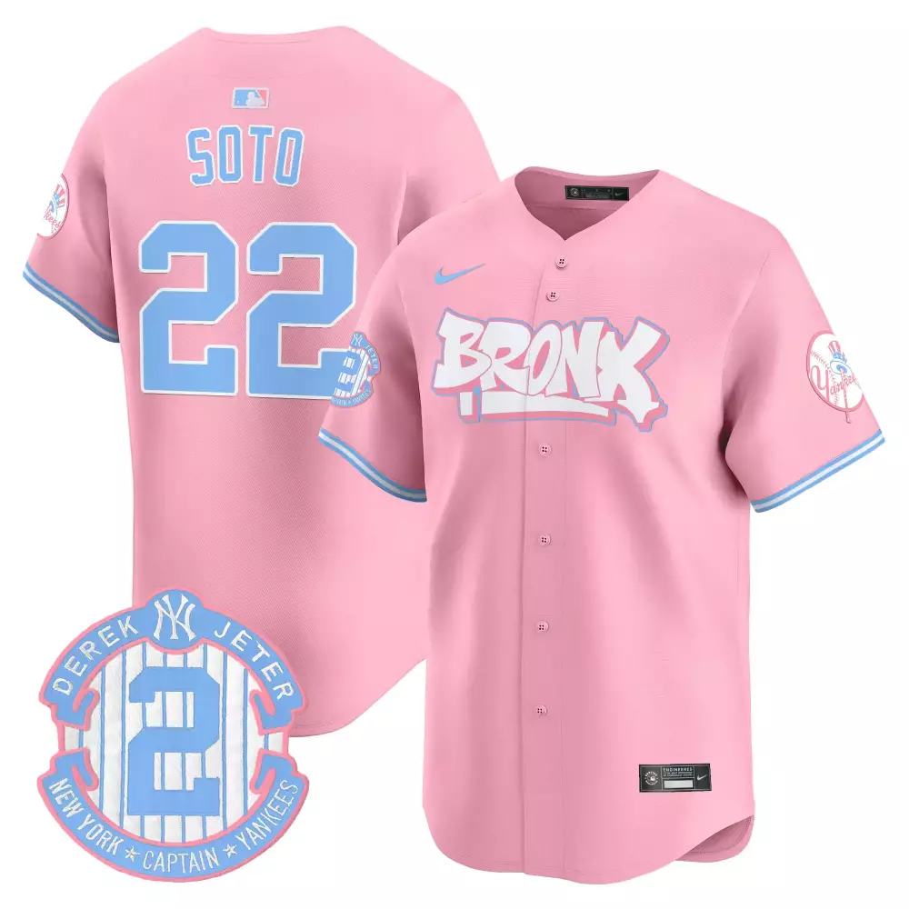 juan soto pink unisex new york yankees the bronx graffiti bubblegum pink vapor premier limited jersey v2 all stitched