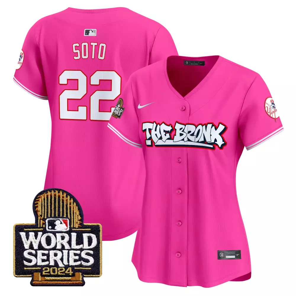 juan soto pink unisex new york yankees the bronx graffiti bubblegum pink vapor premier limited jersey v2 all stitched