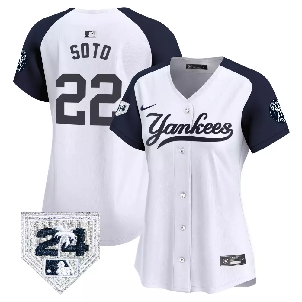 juan soto white alternate womens new york yankees 2024 spring training patch vapor premier limited jersey v6 all stitche