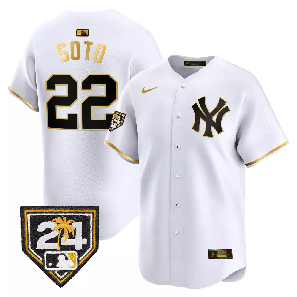 juan soto white gold mens new york yankees 2024 spring training patch vapor premier elite jersey v2 all stitched