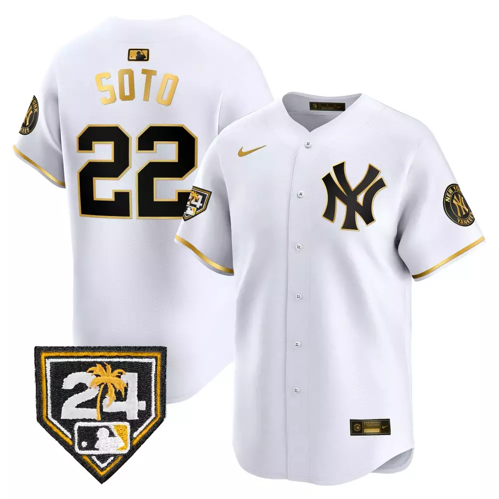 juan soto white gold mens new york yankees 2024 spring training patch vapor premier elite jersey v2 all stitched