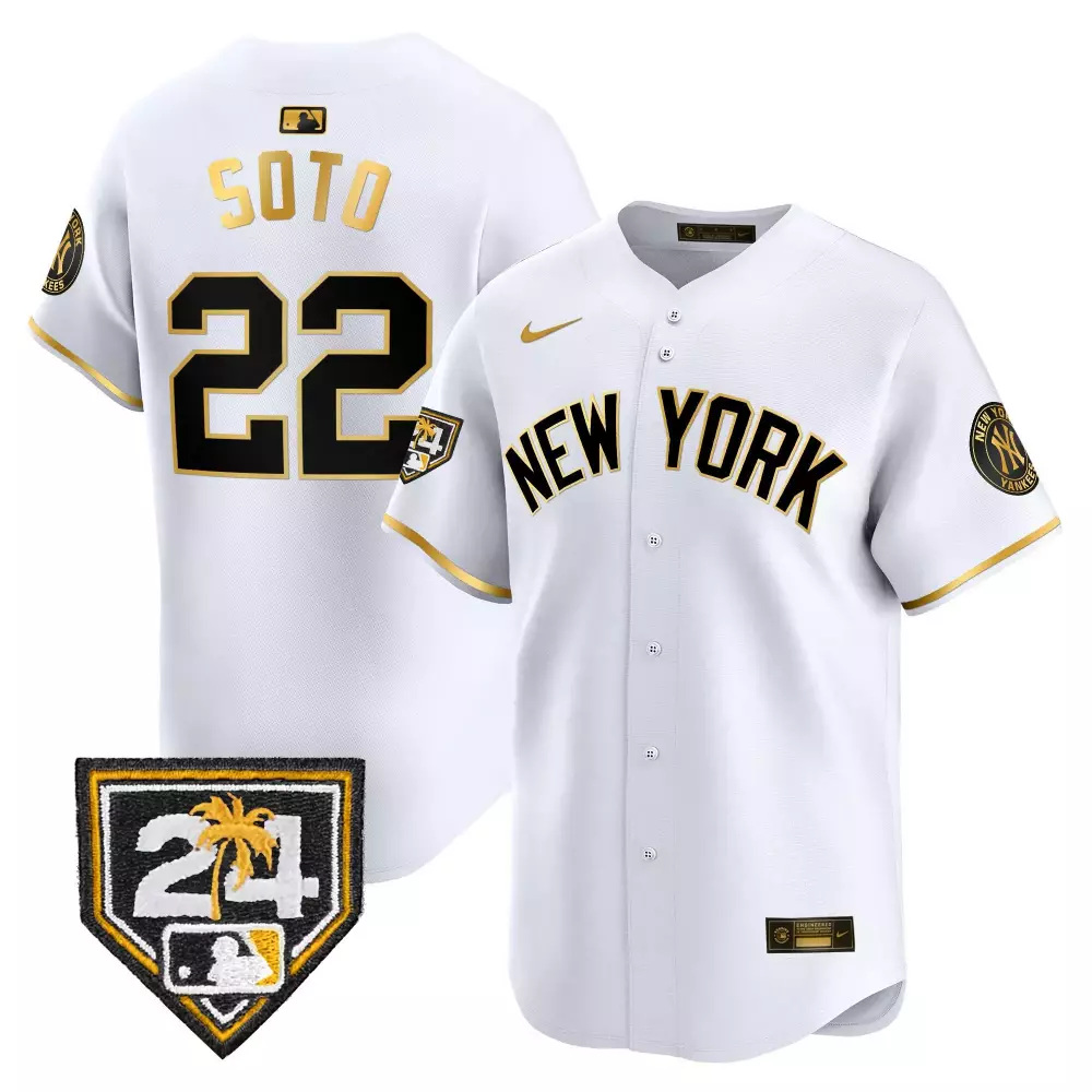 juan soto white gold mens new york yankees 2024 spring training patch vapor premier elite jersey v2 all stitched