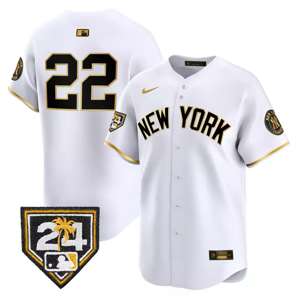 juan soto white gold mens new york yankees 2024 spring training patch vapor premier limited jersey v5 all stitched