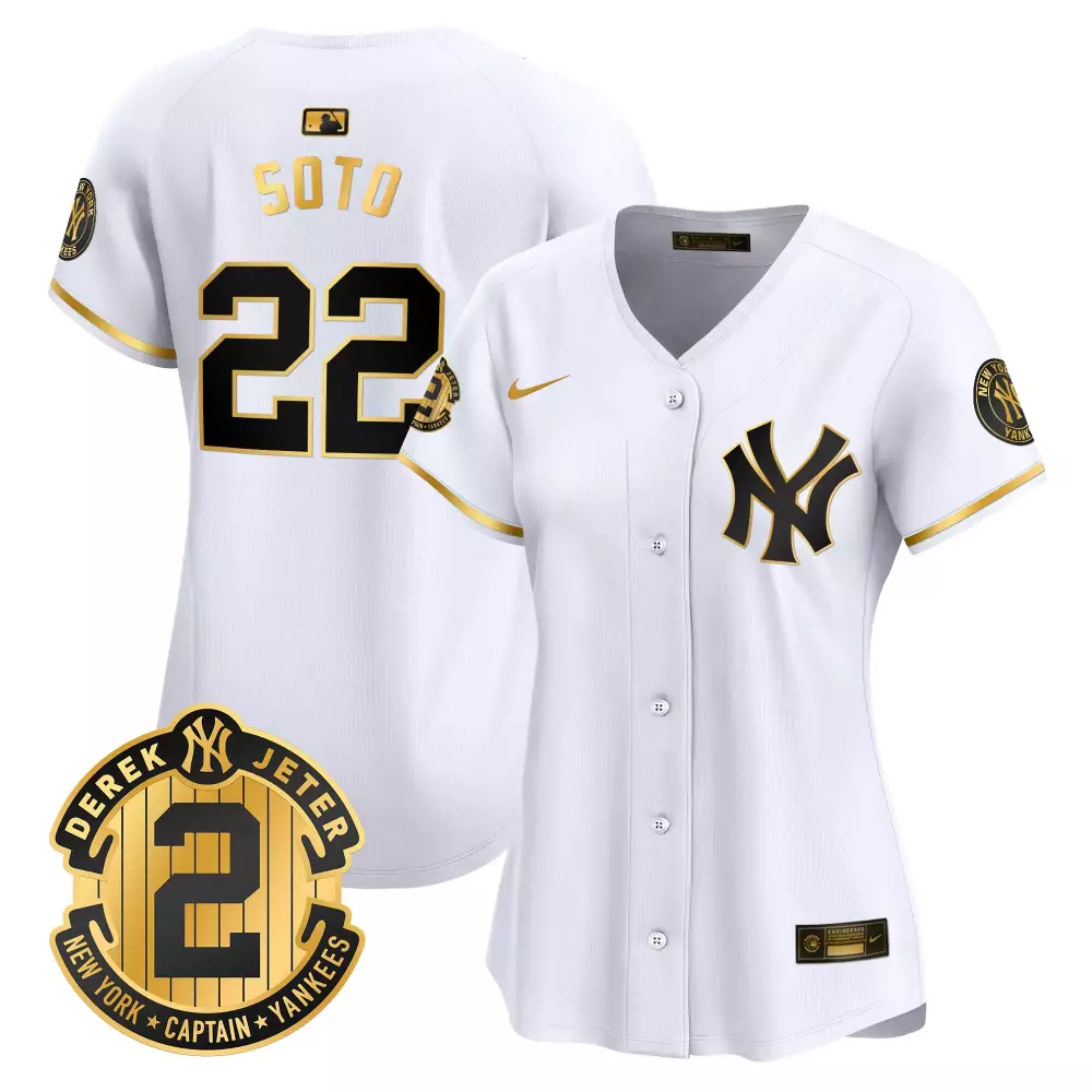juan soto white gold womens new york yankees derek jeter patch vapor premier limited jersey all stitched