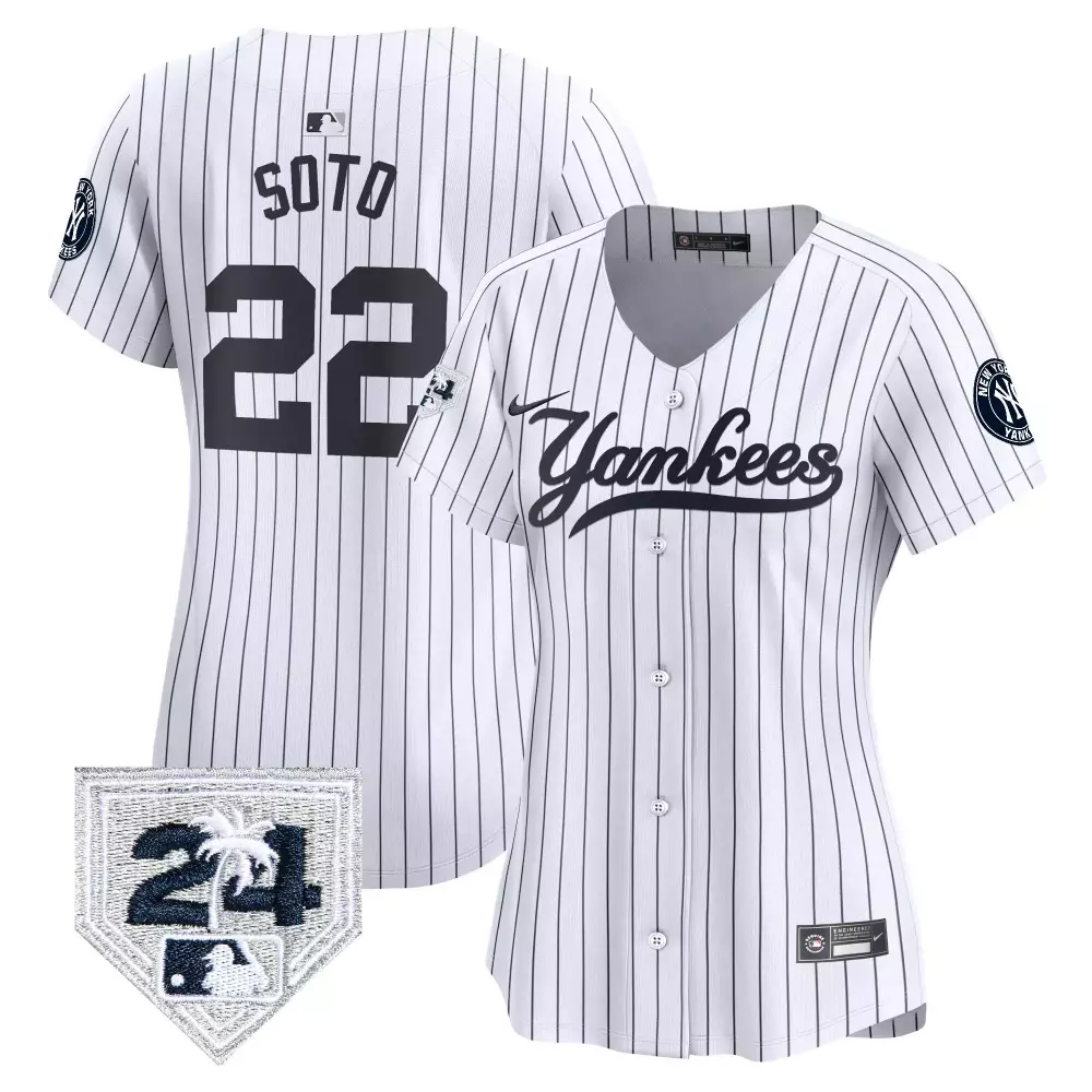 juan soto white womens new york yankees 2024 spring training patch vapor premier limited jersey v6 all stitched