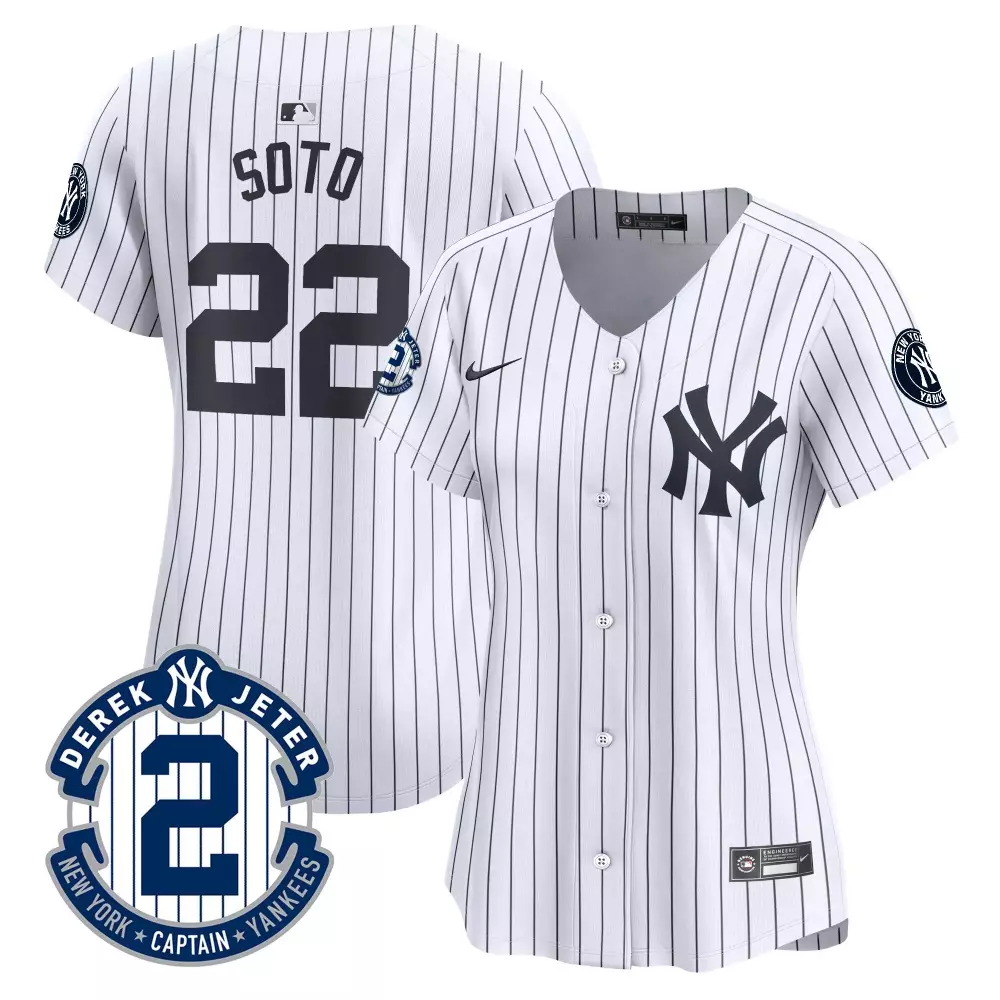 juan soto white womens new york yankees derek jeter patch vapor premier limited jersey all stitched