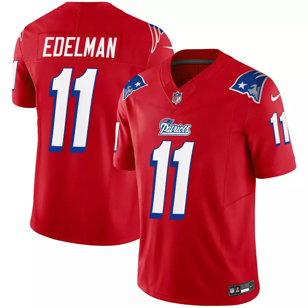 julian edelman red mens new england patriots 1996 throwback limited vapor jersey all stitched