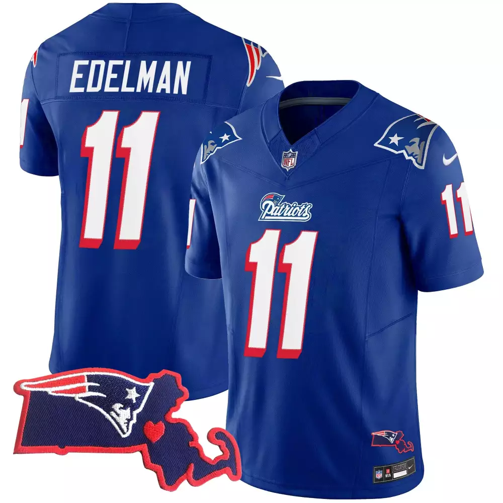 julian edelman royal mens new england patriots 1996 throwback state patch vapor jersey all stitched
