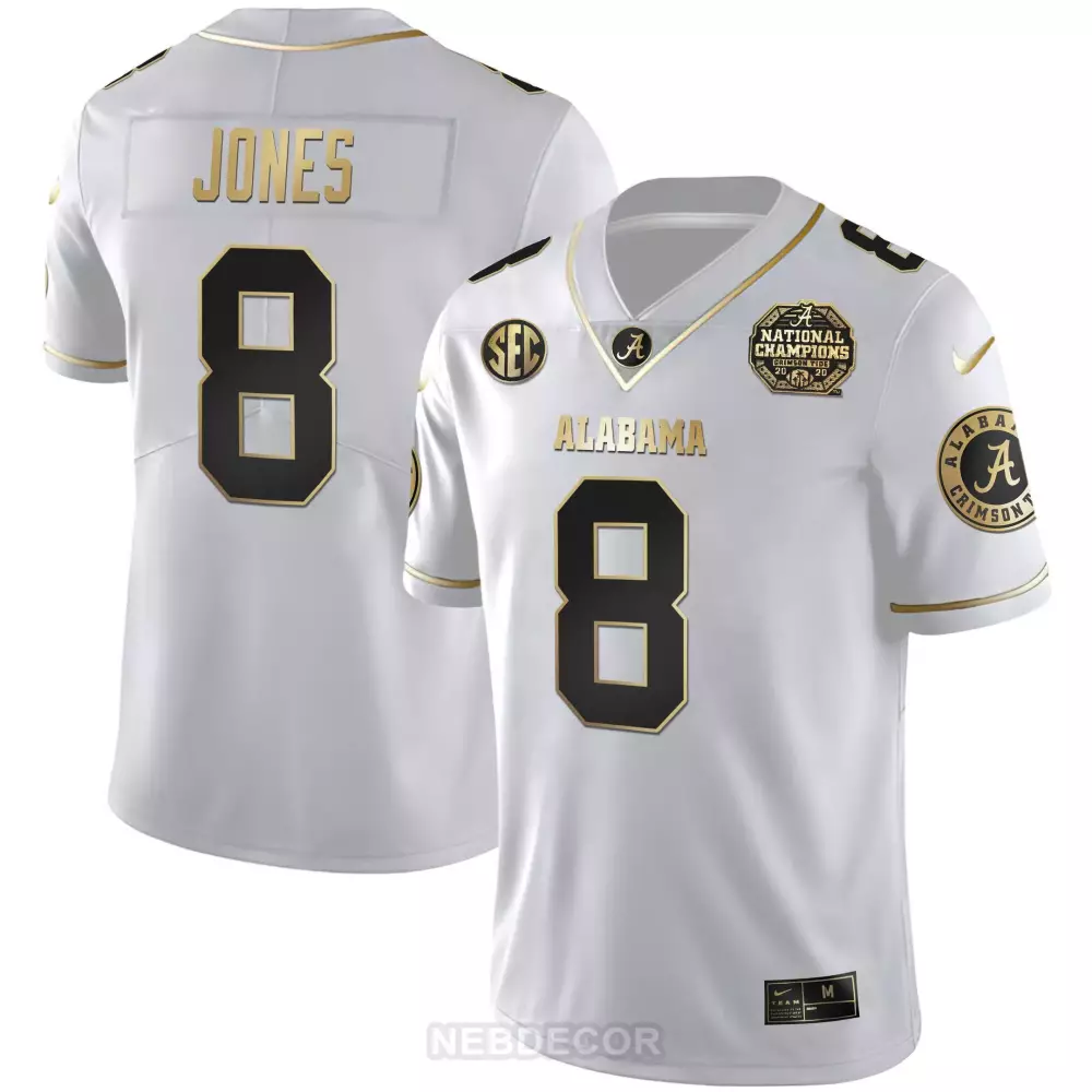 julio jones white gold mens alabama crimson tide national champions patch white gold black gold jersey all stitched
