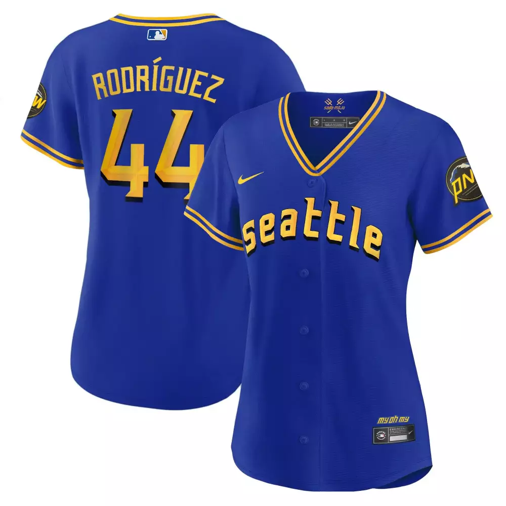 julio rodriguez royal womens seattle mariners 2023 city connect gold fan made jersey all stitched