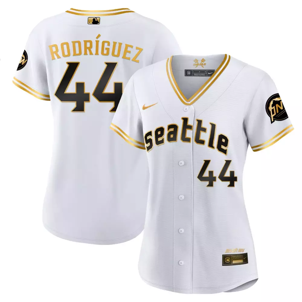 julio rodriguez white gold womens seattle mariners 2023 city connect gold fan made jersey all stitched