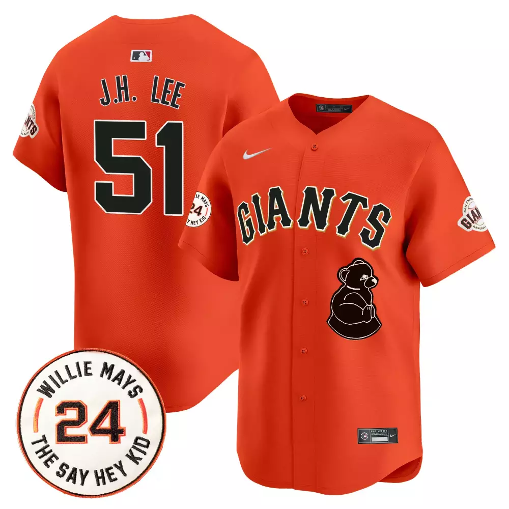 jung hoo lee orange mens san francisco giants 2024 willie mays patch vapor premier limited jersey v4 all stitched