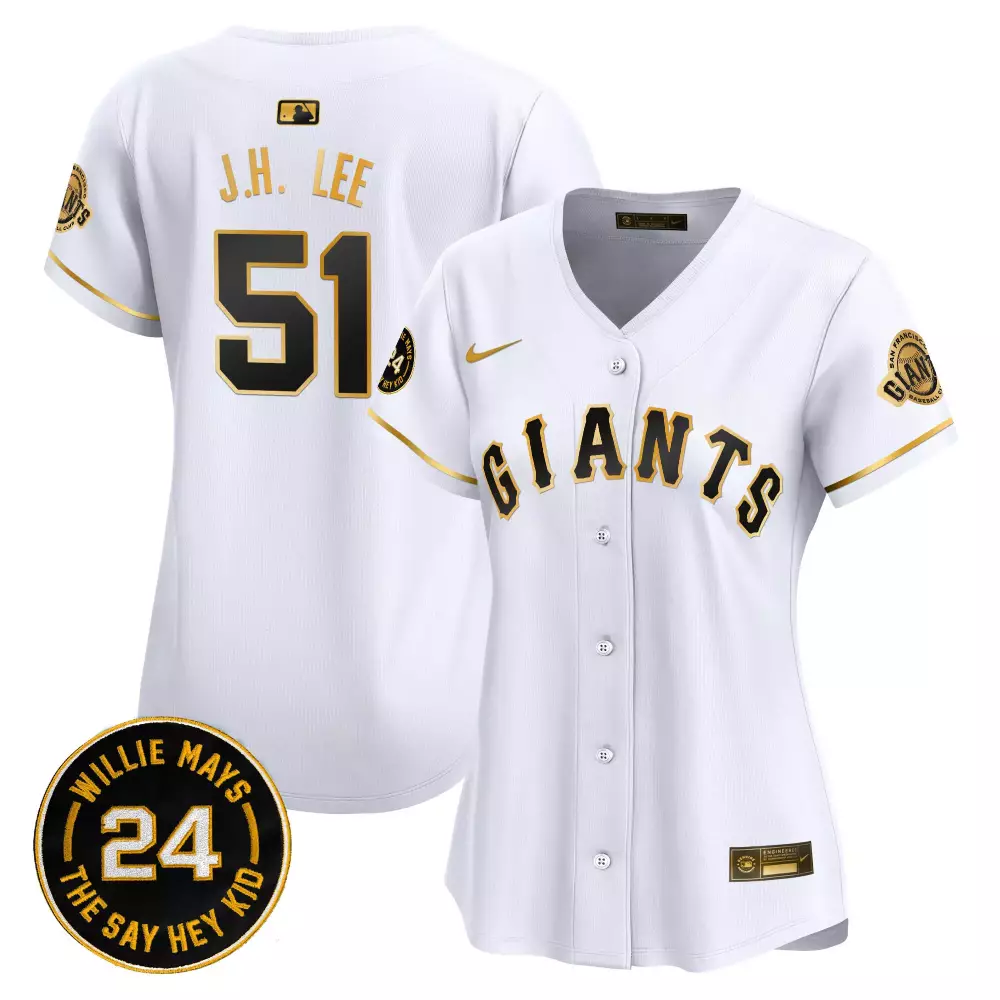 jung hoo lee white gold mens san francisco giants 2024 willie mays patch vapor premier limited jersey v5 all stitched