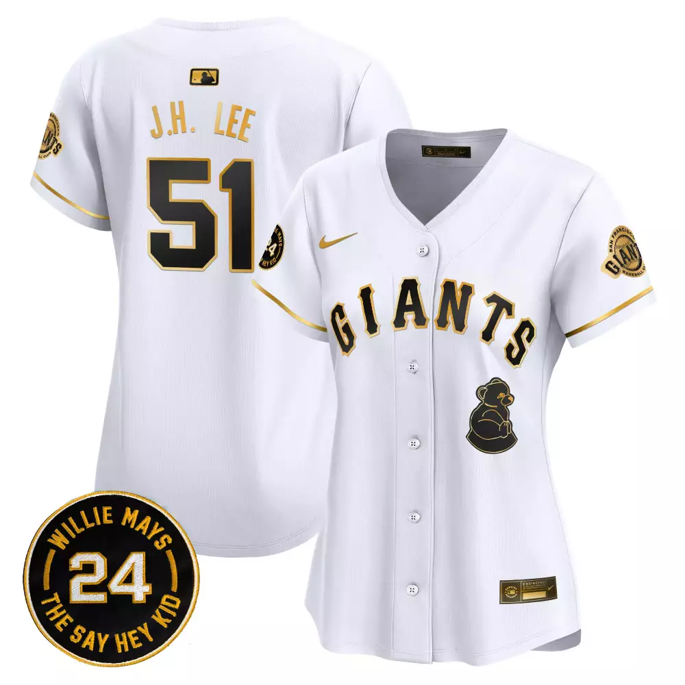 jung hoo lee white gold womens san francisco giants 2024 willie mays patch vapor premier limited jersey v4 all stitched