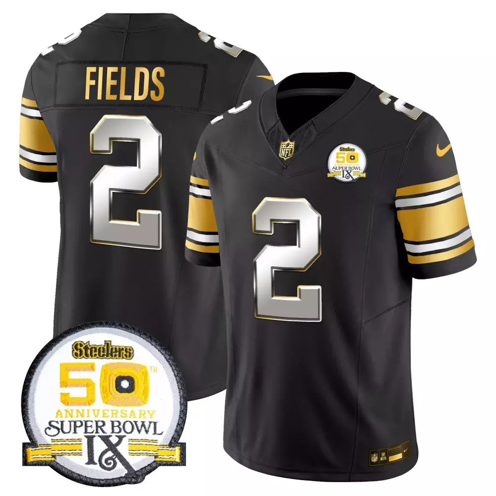 justin fields black gold mens pittsburgh steelers throwback 1933 patch gold vapor limited jersey all stitched