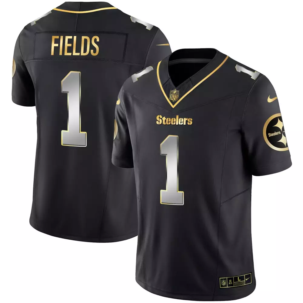 justin fields black gold mens pittsburgh steelers throwback 1933 patch gold vapor limited jersey all stitched