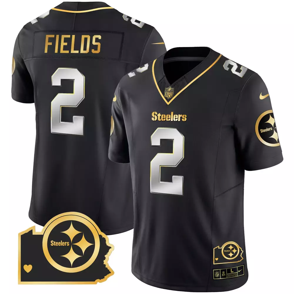 justin fields black gold mens pittsburgh steelers throwback 1933 patch gold vapor limited jersey all stitched