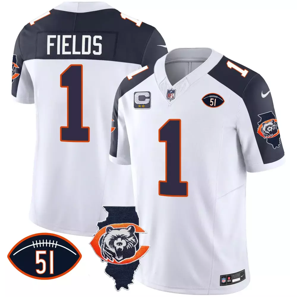 justin fields inverted mens chicago bears throwback dick butkus patch jersey all stitched