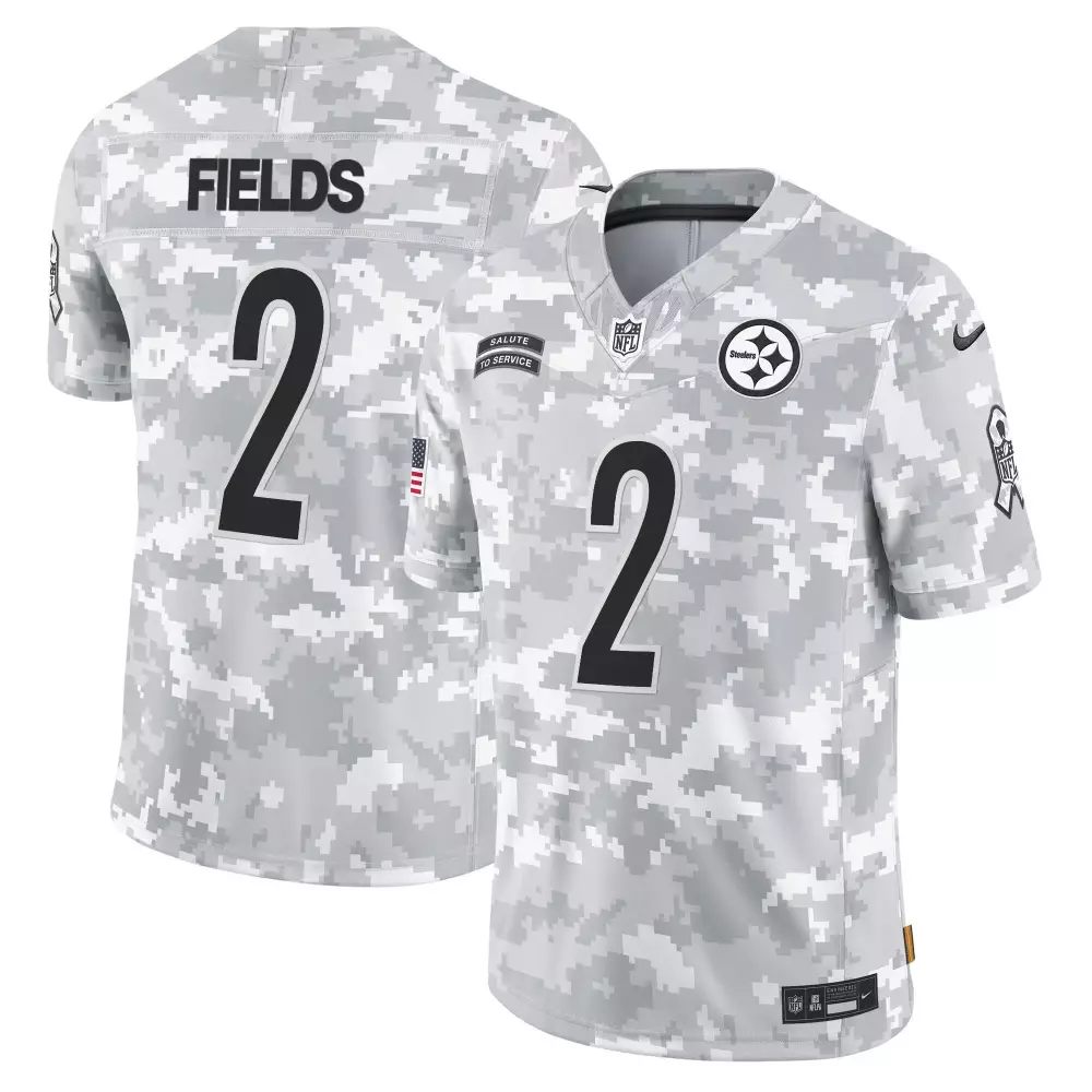 justin fields men pittsburgh steelers 2024 salute to service vapor limited jersey arctic camo all stitched