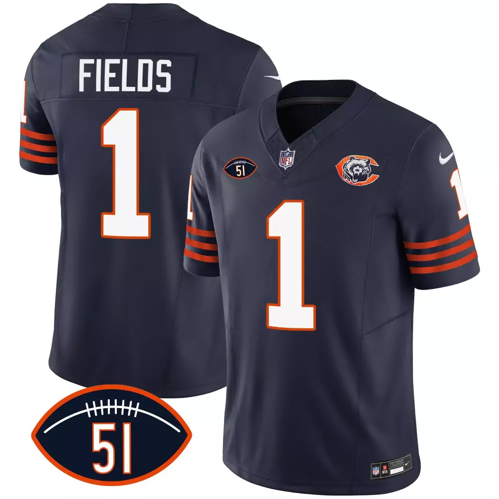 Justin Fields Chicago Bears Navy Men's City Edition Jersey | Chicago Flag Design | All Stitched | For Men, Women & Youth