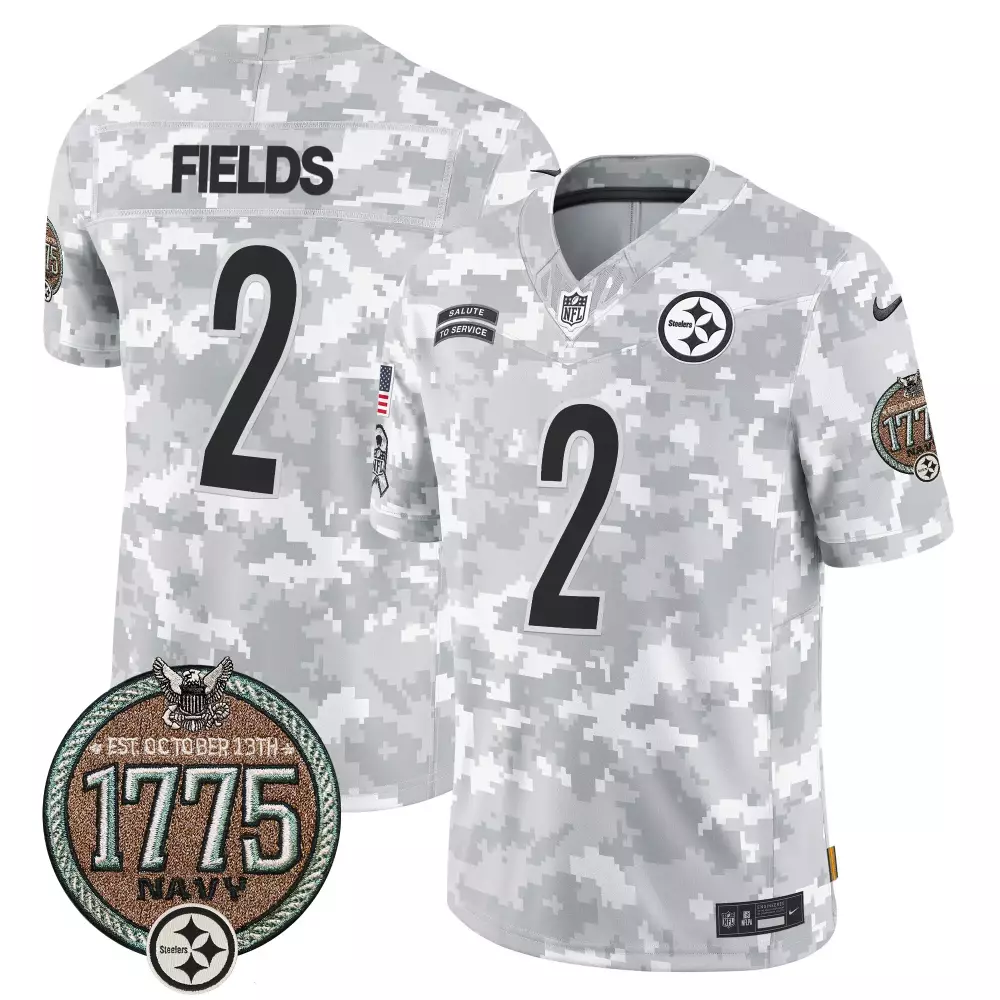 justin fields men pittsburgh steelers 2024 salute to service vapor limited jersey arctic camo all stitched