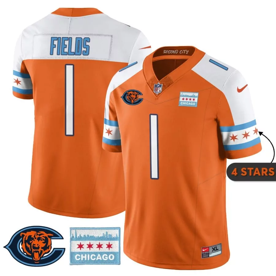 Justin Fields Chicago Bears City Edition GSH Jersey | White Stitched Style | Limited Edition Fan Gear | For Men, Women & Youth