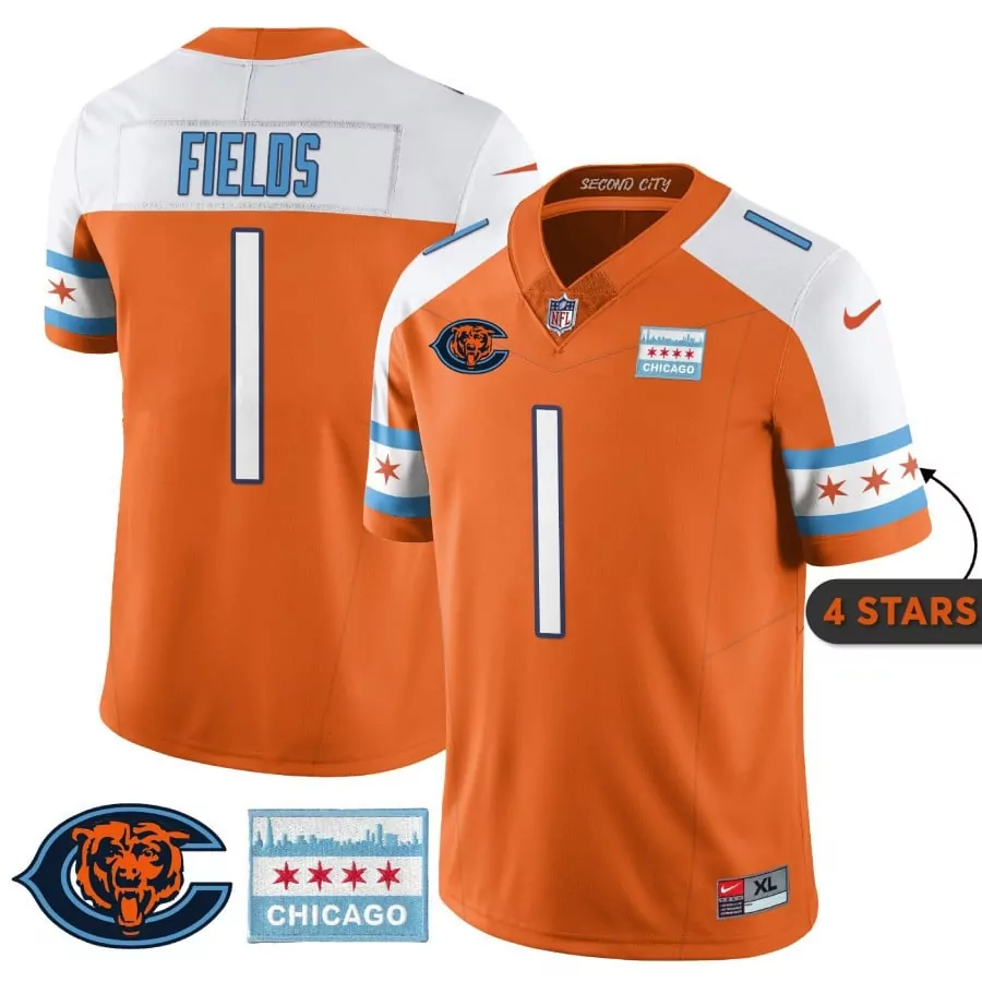 Justin Fields Chicago Bears City Edition GSH Jersey | White Stitched Style | Limited Edition Fan Gear | For Men, Women & Youth