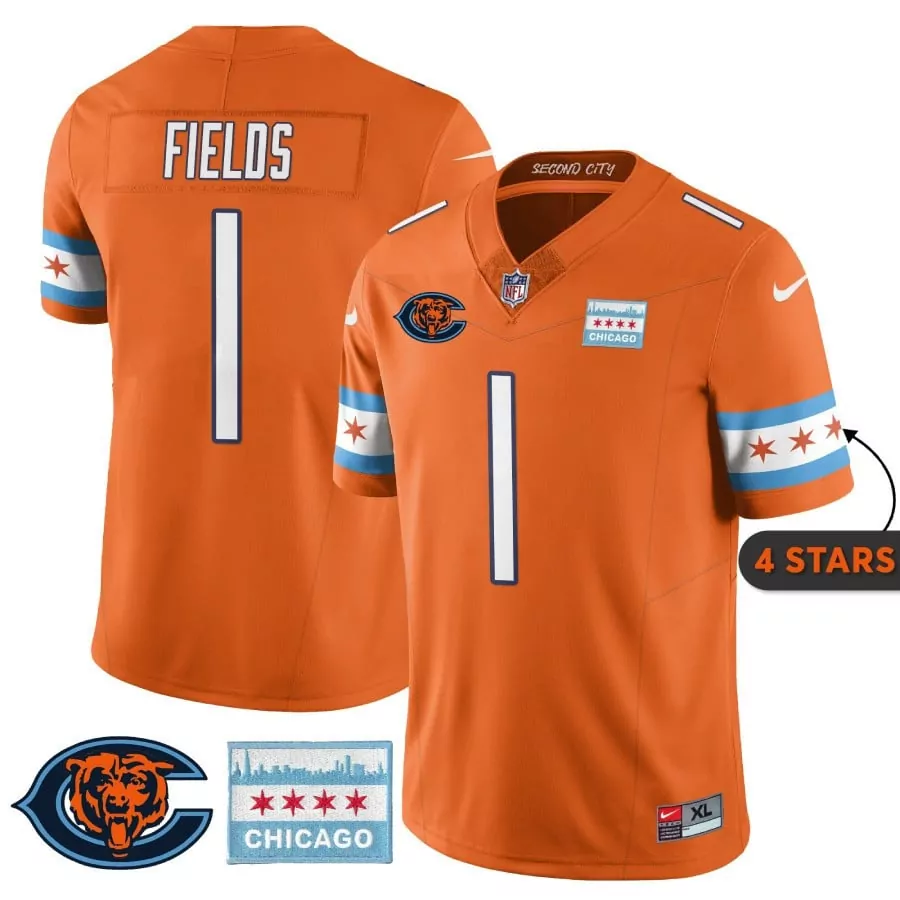 Justin Fields Chicago Bears City Edition GSH Jersey | White Stitched Style | Limited Edition Fan Gear | For Men, Women & Youth