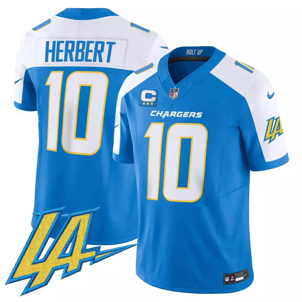 justin herbert black gold womens los angeles chargers white gold black gold jersey all stitched