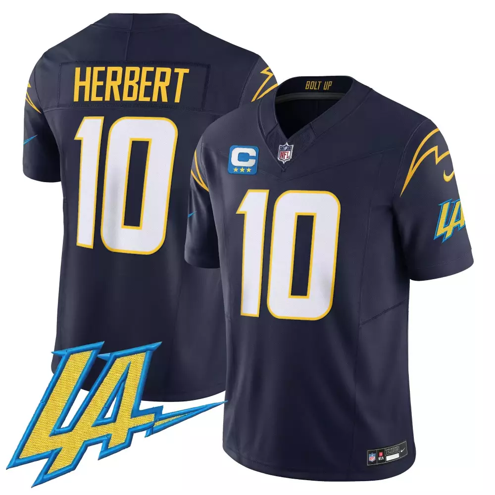 justin herbert navy mens los angeles chargers vapor limited jersey v2 all stitched