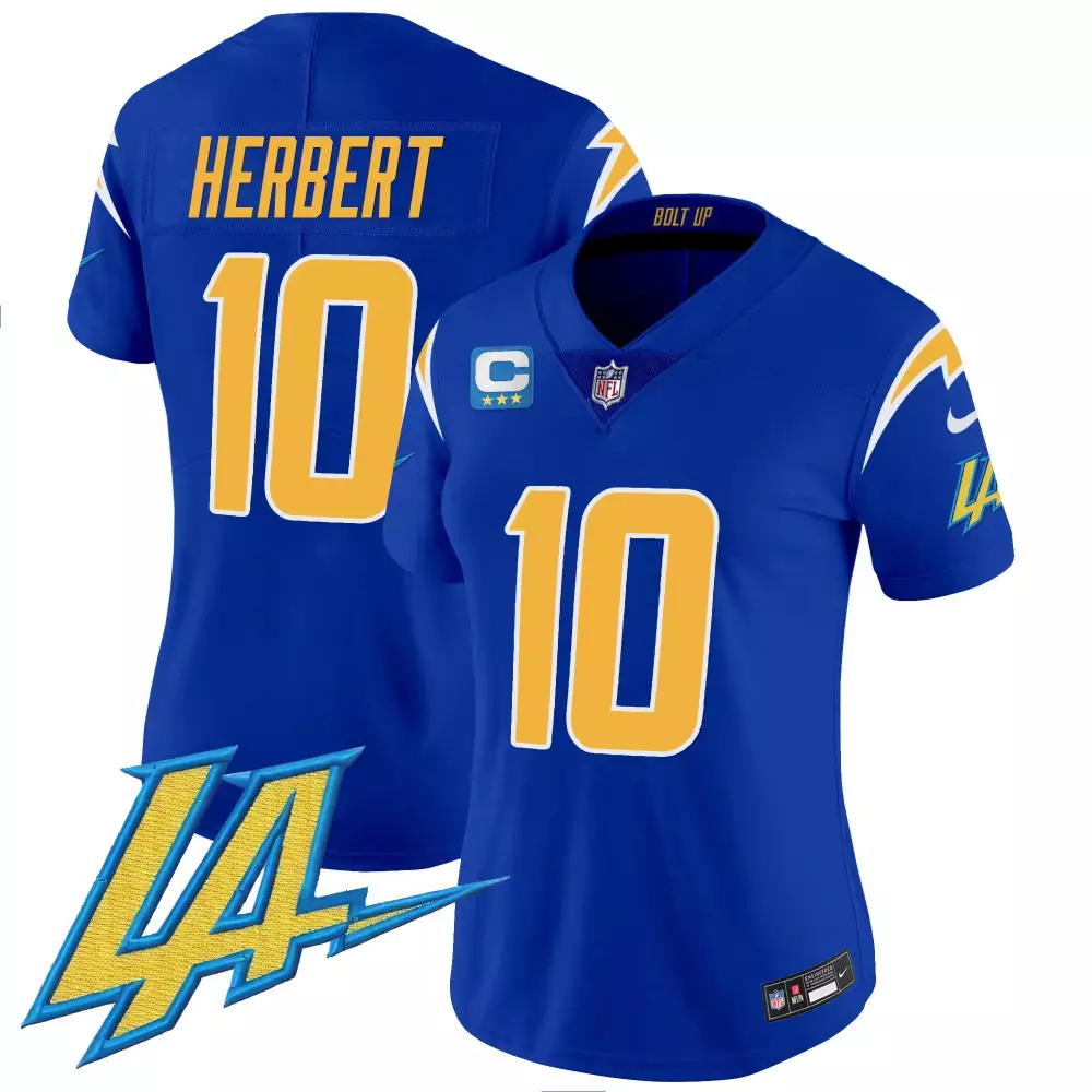 justin herbert royal womens los angeles chargers vapor limited jersey v2 all stitched