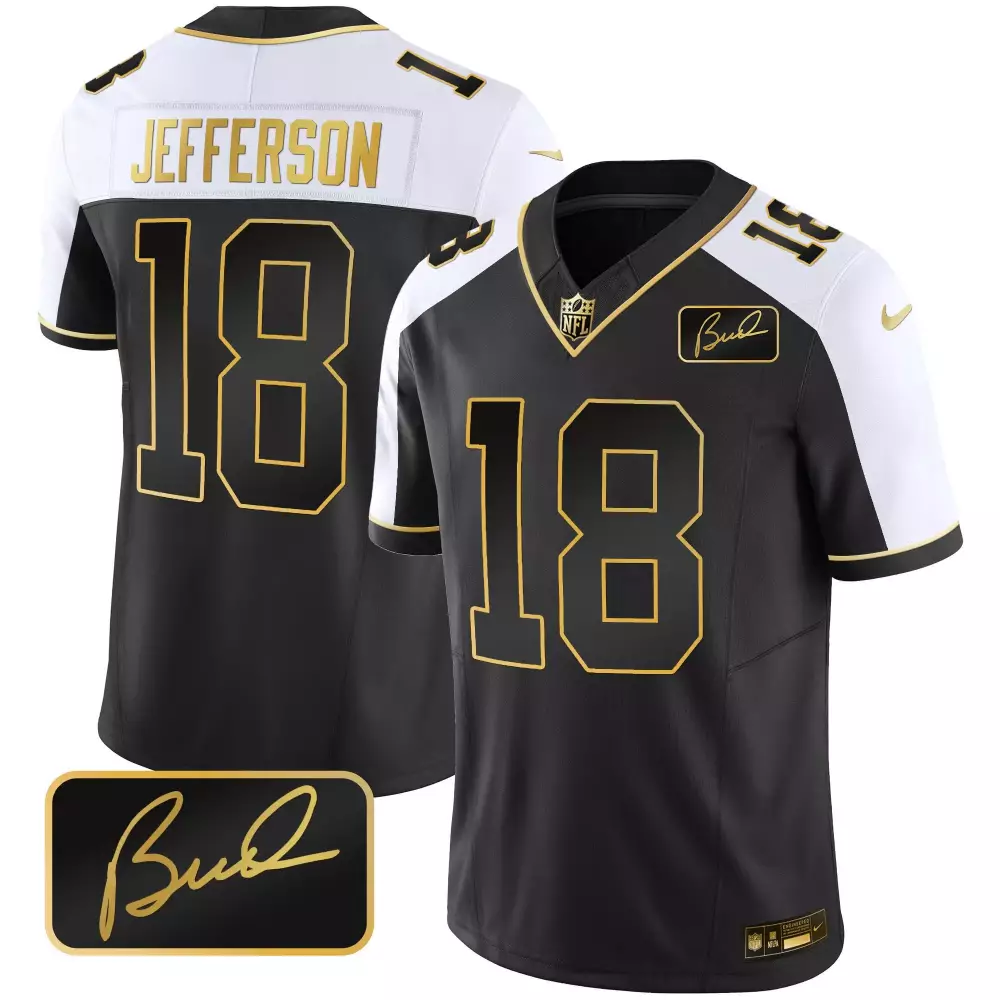 Justin Jefferson 18 Minnesota Vikings Gold Limited Jersey | Bud Grant Patch | All Stitched | For Men