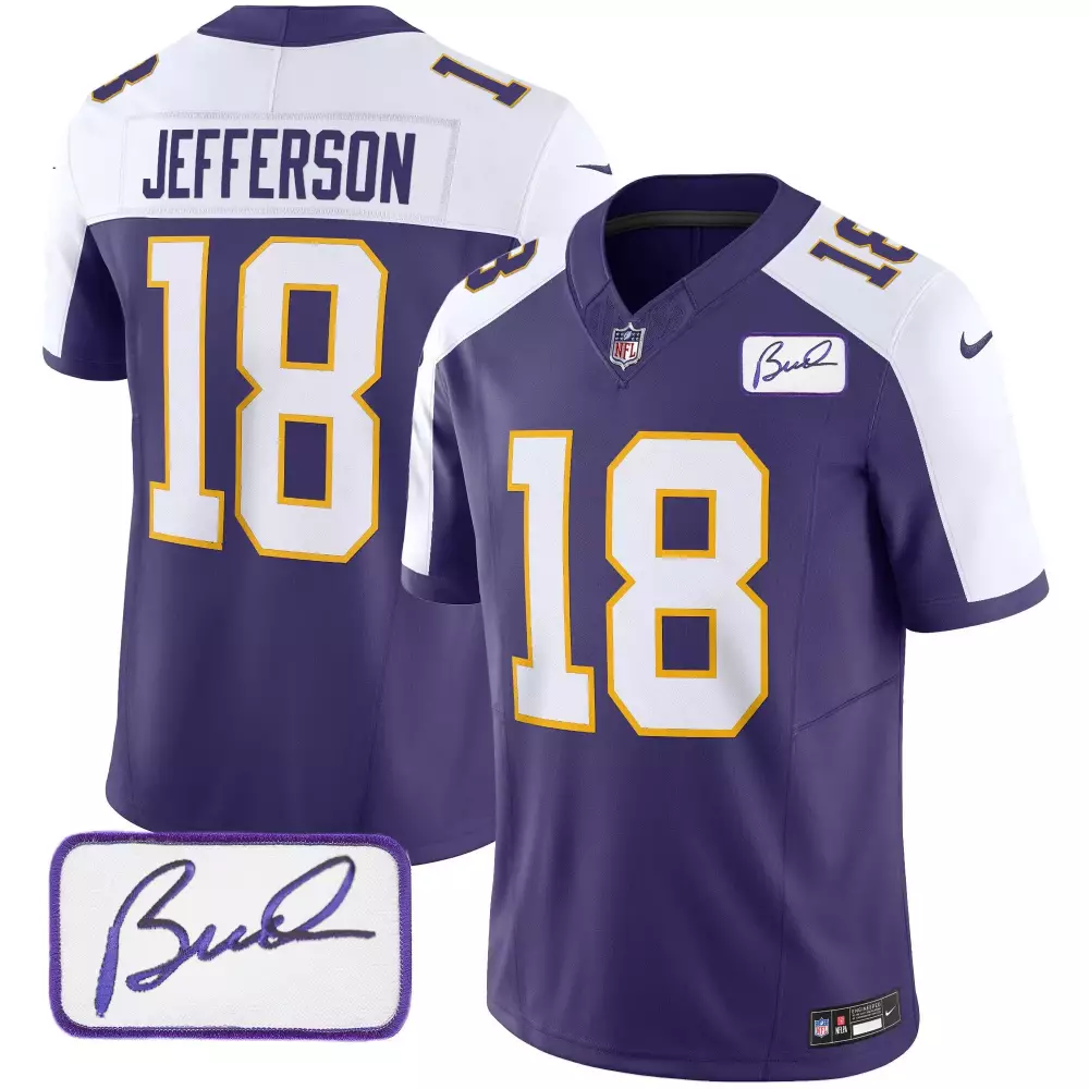Justin Jefferson 18 Minnesota Vikings Youth Classic Limited Jersey | Bud Grant Patch | All Stitched | For Youth