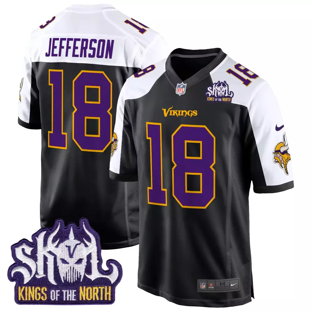 Justin Jefferson 2024 Black Alternate Vikings King of the North Throwback Game Jersey | Stitched | For Men, Women & Youth | Fan Gear