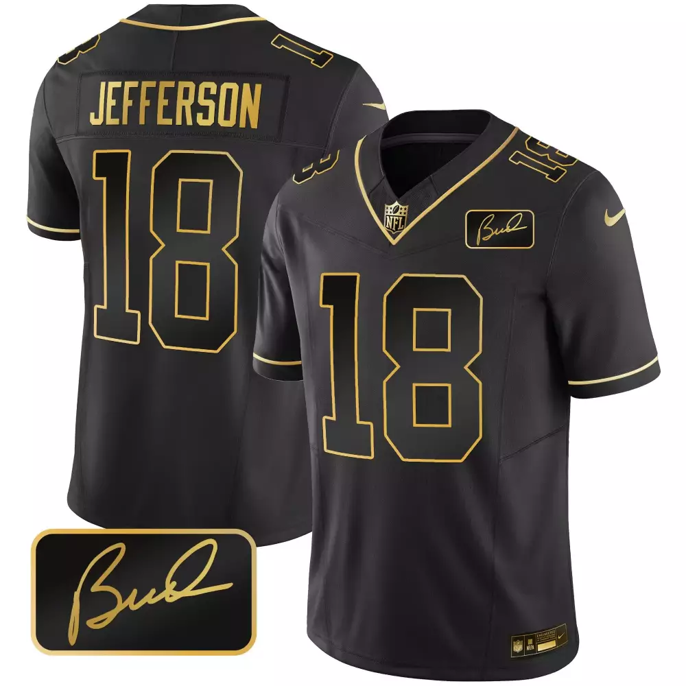 Justin Jefferson 2024 Black Gold Men's Vikings Bud Grant Gold Limited Jersey V2 | Stitched | For Men, Women & Youth | Gift Idea