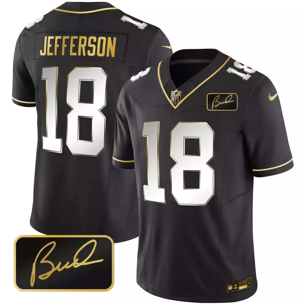 Justin Jefferson 2024 Black Limited Men's Vikings Bud Grant Gold Limited Jersey V2 | Stitched | For Men, Women & Youth | Fan Gear