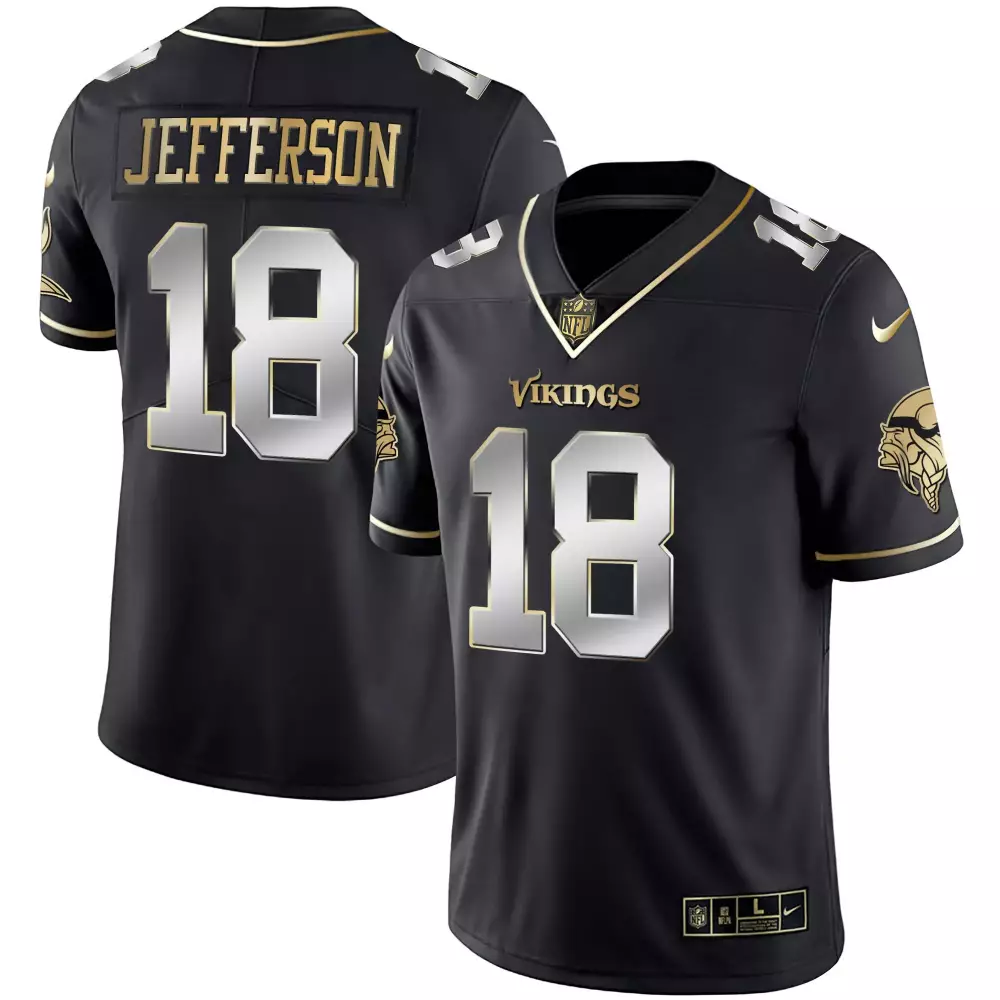 Justin Jefferson Black Limited Edition Jersey | Minnesota Vikings Gold & Purple Stitched | Fan Gear for Men, Women & Youth