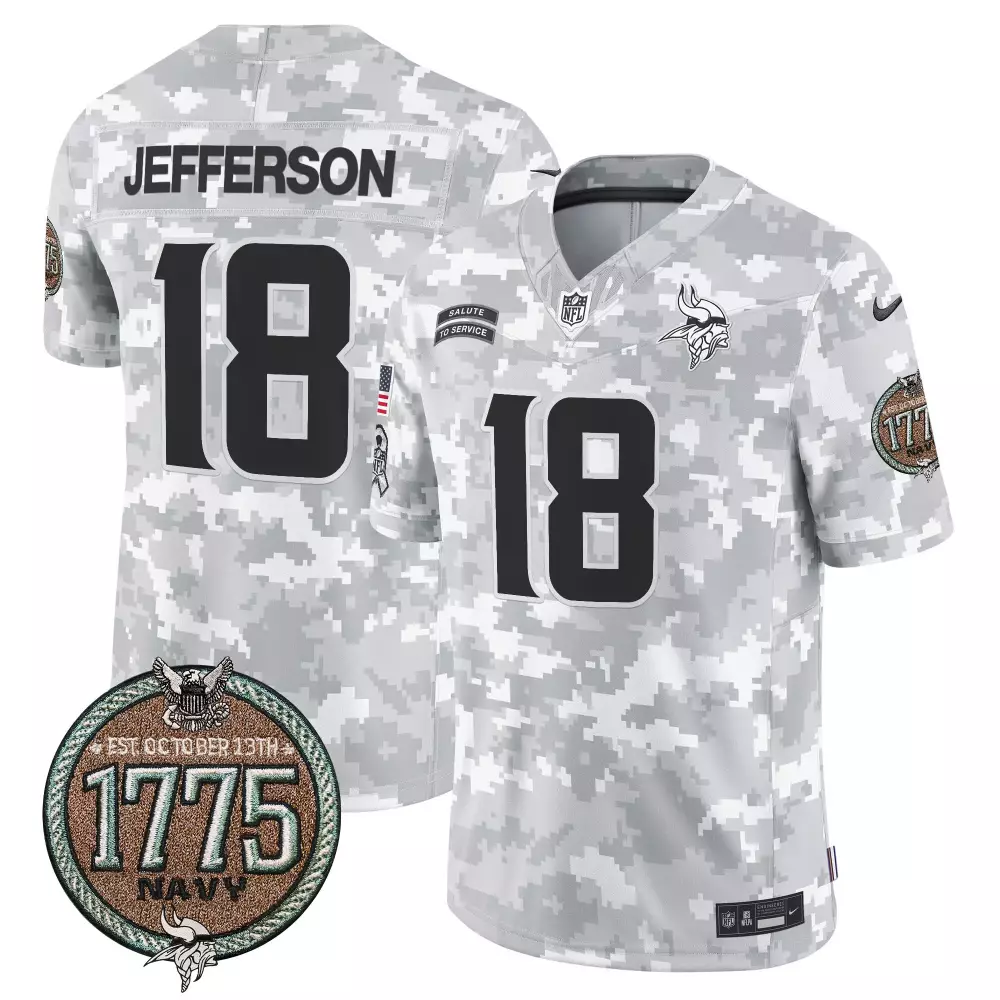 Justin Jefferson Minnesota Vikings Men's 2024 Salute to Service Jersey | Navy Vapor Limited Edition | For Men, Women & Youth