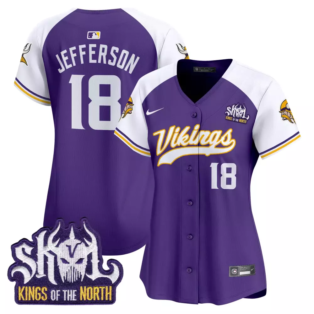 justin jefferson purple alternate womens minnesota vikings kings of the north patch vapor premier limited jersey all sti
