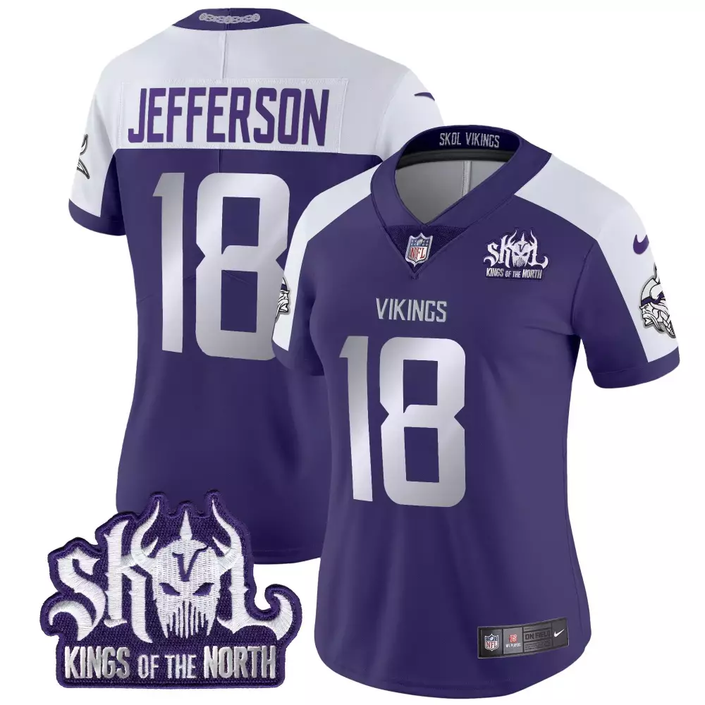 justin jefferson purple alternate womens vikings 2024 winter warrior skol patch vapor limited jersey all stitched