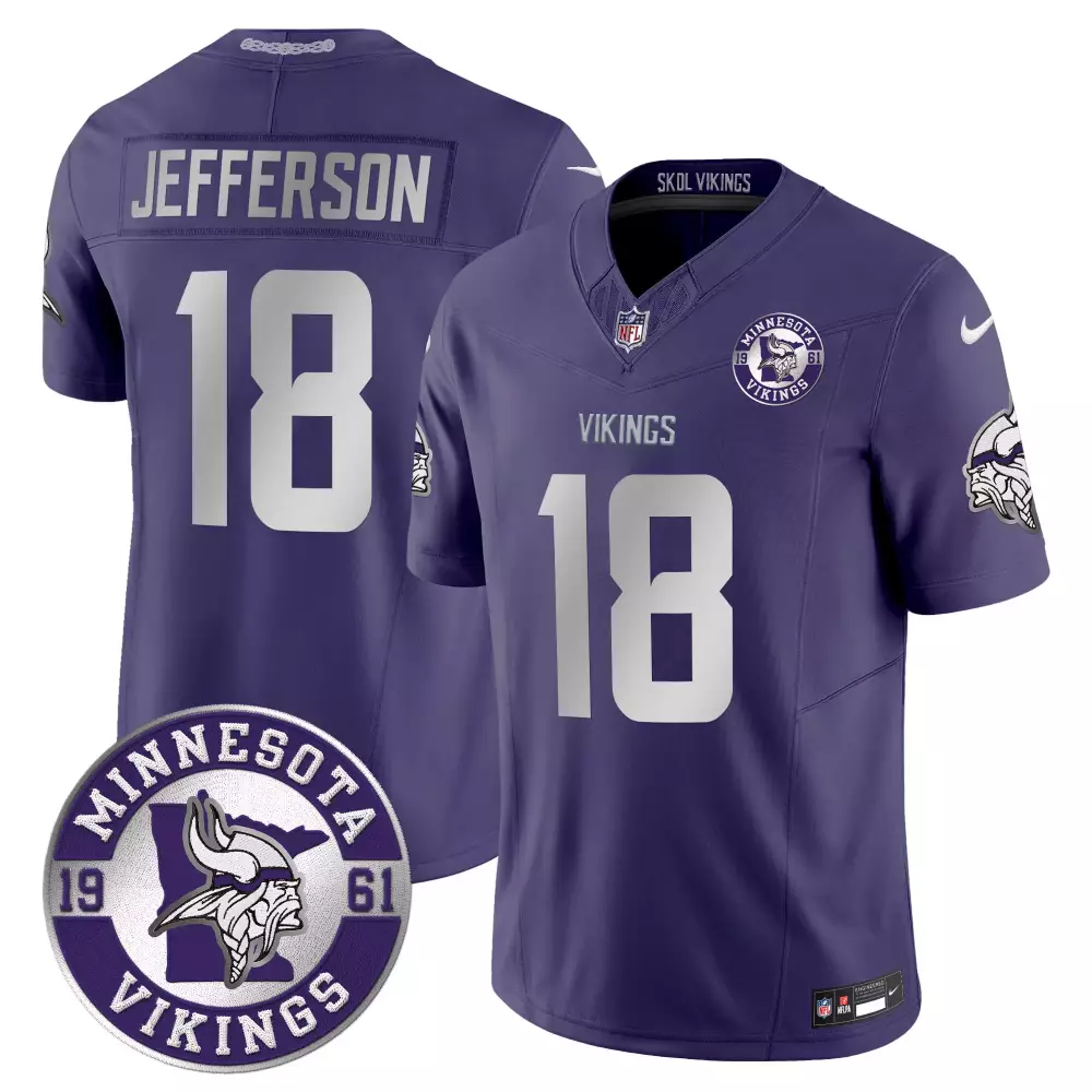 justin jefferson purple alternate womens minnesota vikings kings of the north patch vapor premier limited jersey all sti